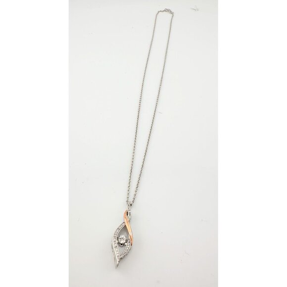 Beautiful Twisted 10kt Rose Gold & Sterling Silver Diamond Necklace - Picture 4 of 12